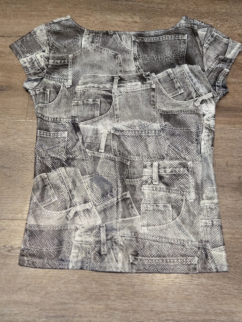 Bianca Nygård Petite Trompe L'oeil Denim & Snakeskin Print Top - Picture 4 of 5